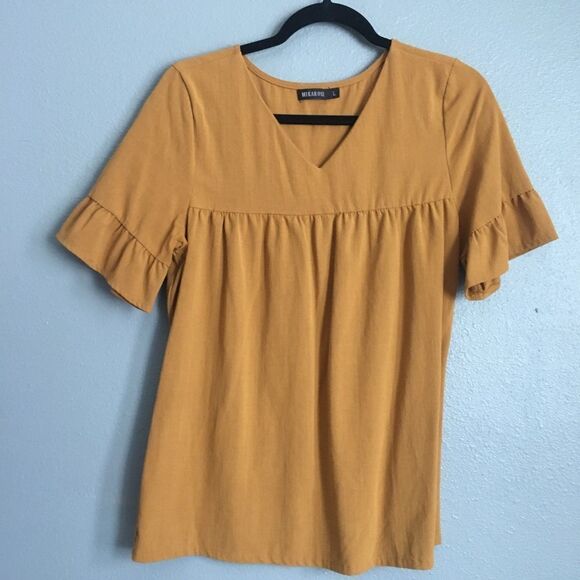 Mikarose Tops - Mikarose • Rust V-Neck Blouse Size Large